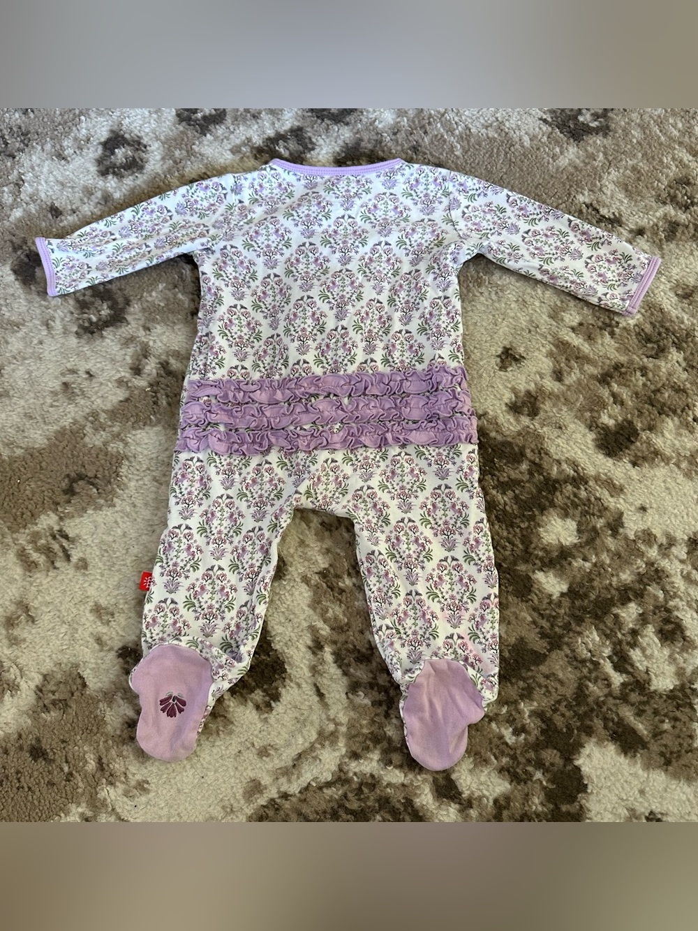 Magnetic Me Lavender Floral Ruffle Footed One-Piece